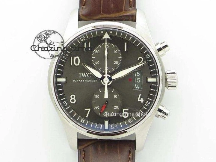 MIROTIME 0428 SportInspired Portofino IW458101 RG MK 1:1 Best Edition Gray Dial On Brown Leather Strap MIYOTA 7165
